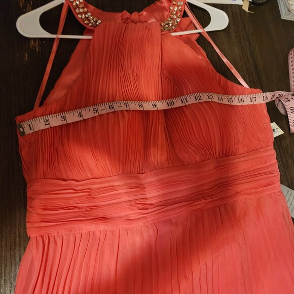 Eliza J Crystal Detail Pleated Gown NWT Pink Size 16 - Picture 6 of 14